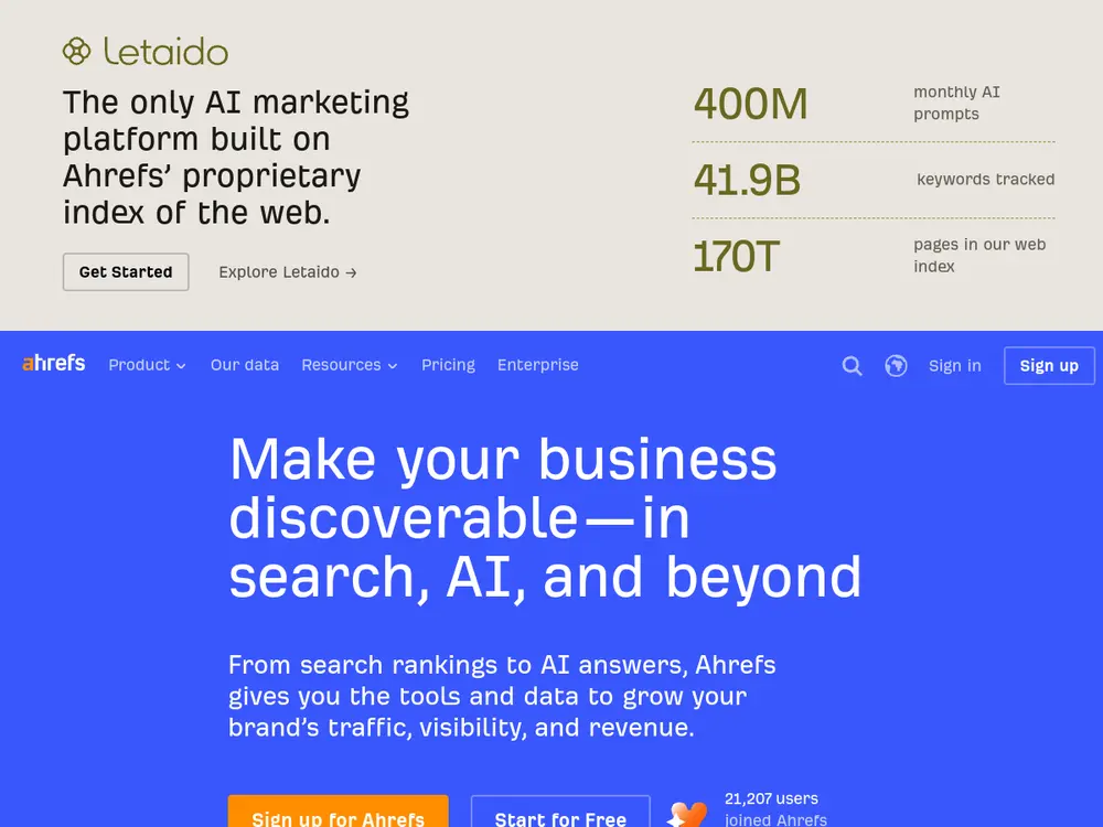 Ahrefs screenshot