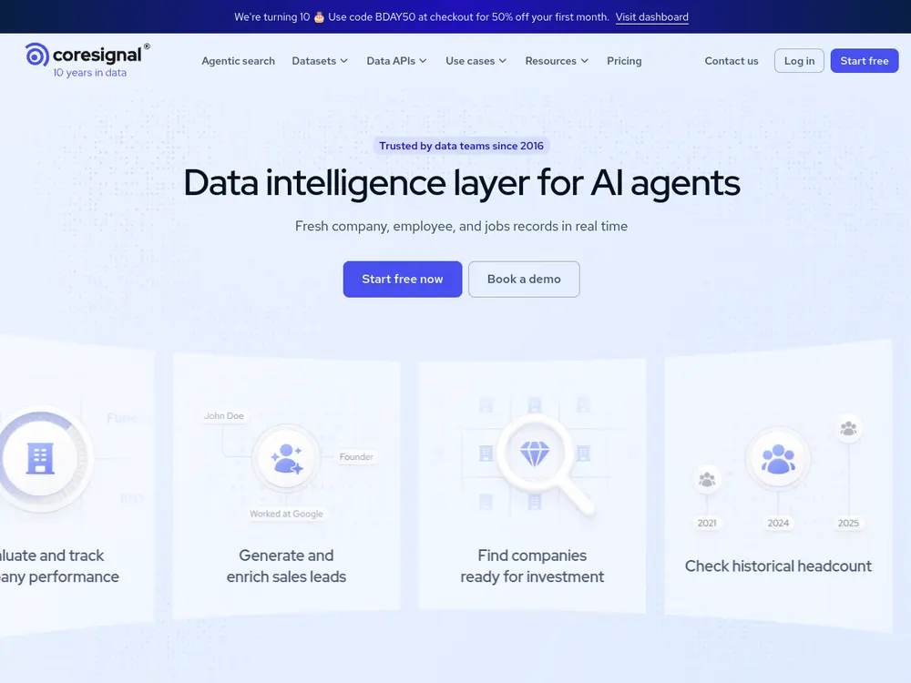 Coresignal screenshot