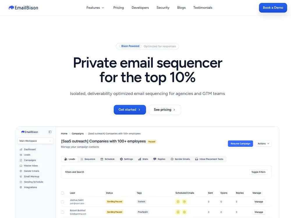 EmailBison screenshot