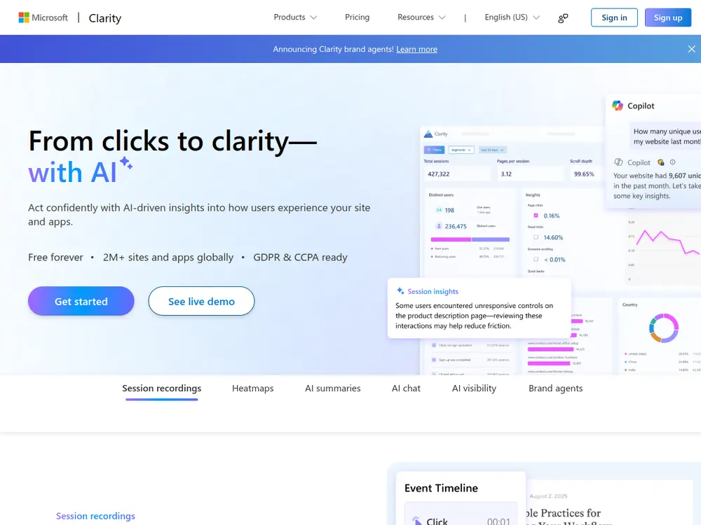 Microsoft Clarity screenshot